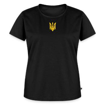 Ukraine Wappen Slava Ukraini Selenskyj Style - Frauen Premium Bio T-Shirt - Schwarz - Vorne - Selfina (174cm)