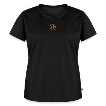 Sats are our cents - Orange - Frauen Premium Bio T-Shirt - Schwarz - Vorne - Selfina (174cm)