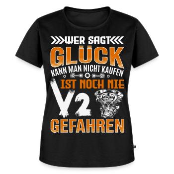 Glück Kann Man Nicht Kaufen V2 Motor - Frauen Premium Bio T-Shirt - Schwarz - Vorne - Selfina (174cm)