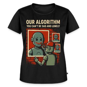 Unser Algorithmus-Shirt für Programmierer und Creators - Frauen Premium Bio T-Shirt - Schwarz - Vorne - Selfina (174cm)