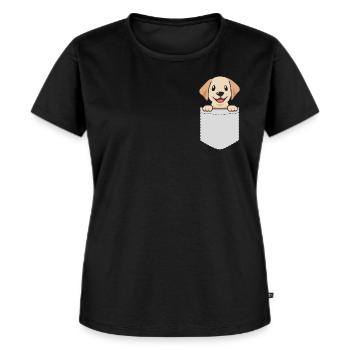 Labrador Pocket - Frauen Premium Bio T-Shirt - Schwarz - Vorne - Selfina (174cm)