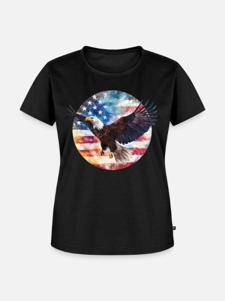 Adler USA Flagge - Frauen Premium Bio T-Shirt - Schwarz