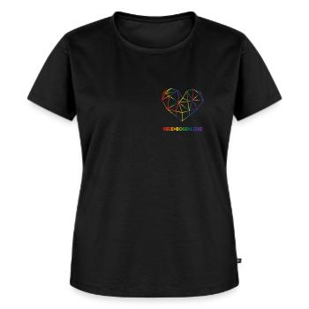 Rainbow love with geometric heart - Women's Premium Organic T-shirt - black - Front - Selfina (174cm)