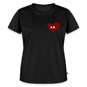 Herz - süß - sensibel - traurig - Frauen Premium Bio T-Shirt - Schwarz - Vorne - Selfina (174cm)