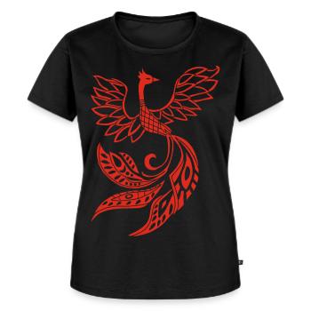 Roter Phönixvogel - Frauen Premium Bio T-Shirt - Schwarz - Vorne - Selfina (174cm)