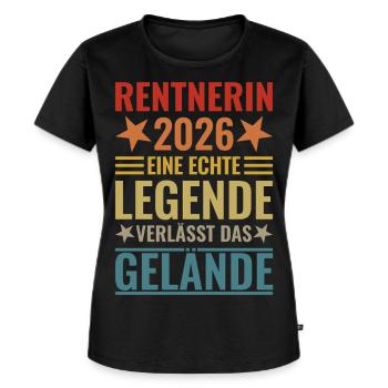 Rentnerin 2026 Echte Legende verlässt das Gelände - Frauen Premium Bio T-Shirt - Schwarz - Vorne - Selfina (174cm)