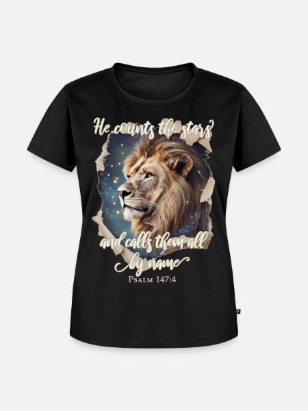 Löwe Bibelvers Christlich - Frauen Premium Bio T-Shirt - Schwarz