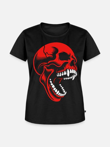 Roter Totenkopf - Frauen Premium Bio T-Shirt - Schwarz