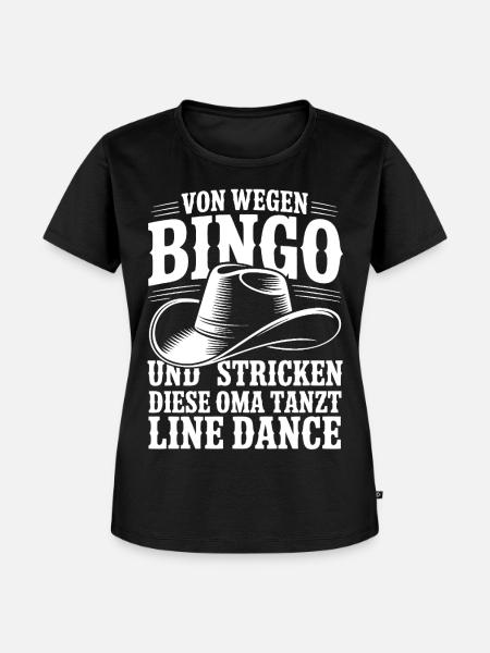 Oma Line Dance - Frauen Premium Bio T-Shirt - Schwarz
