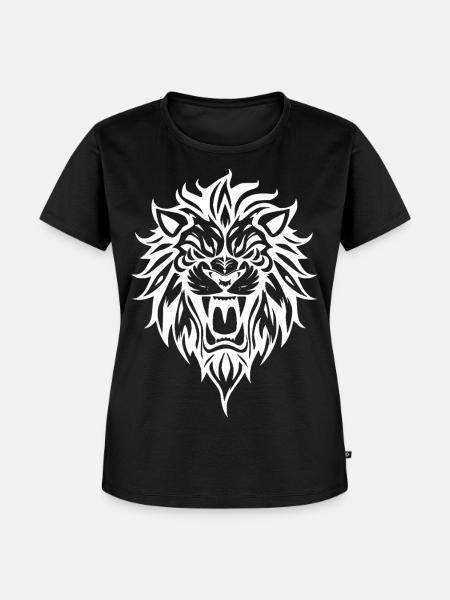 Kraftvoller Löwenkopfsilhouette - Frauen Premium Bio T-Shirt - Schwarz