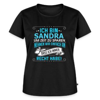 SANDRA - Frauen Premium Bio T-Shirt - Schwarz - Vorne - Selfina (174cm)