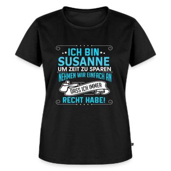 SUSANNE - Frauen Premium Bio T-Shirt - Schwarz - Vorne - Selfina (174cm)