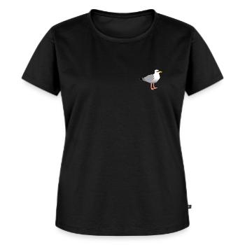 Coole Möwe - Frauen Premium Bio T-Shirt - Schwarz - Vorne - Selfina (174cm)