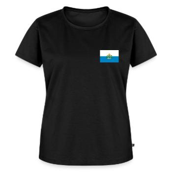 Flagge von San Marino - Frauen Premium Bio T-Shirt - Schwarz - Vorne - Selfina (174cm)