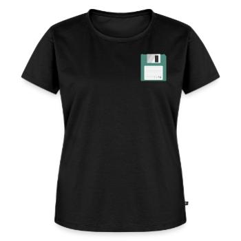 Disquette 3,5 pouces, disque magnétique PC à disquette 1,4 - T-shirt Premium bio Femme - noir - Devant - Selfina (174cm)