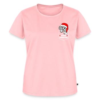 weihnachtliches Pudelmotiv - Taschenhocker Pudel - Frauen Premium Bio T-Shirt - Rosa - Vorne - AI Model Female 172 dark (172cm)