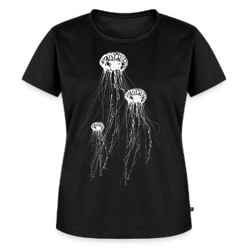 Qualle - Frauen Premium Bio T-Shirt - Schwarz - Vorne - Selfina (174cm)