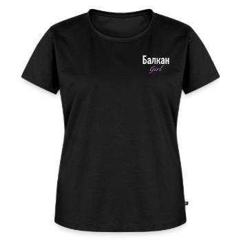 Balkan Girl Shirt, Geschenkidee vom Balkan - Frauen Premium Bio T-Shirt - Schwarz - Vorne - Selfina (174cm)