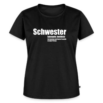 cooles Schwester Geschwister beste Geschenk - Frauen Premium Bio T-Shirt - Schwarz - Vorne - Selfina (174cm)