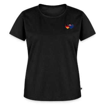 Deutschland Neuseeland Flagge Herz - Frauen Premium Bio T-Shirt - Schwarz - Vorne - Selfina (174cm)