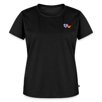 Griechenland Deutschland Flagge Herz - Frauen Premium Bio T-Shirt - Schwarz - Vorne - Selfina (174cm)