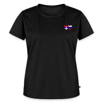 Serbie Russie Drapeau Cœur - T-shirt Premium bio Femme - noir - Devant - Selfina (174cm)