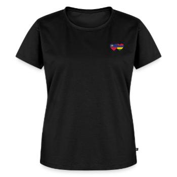 Liechtenstein Mauritius Flag Heart - Women's Premium Organic T-shirt - black - Front - Selfina (174cm)