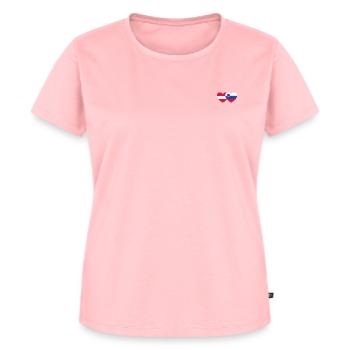 Österreich Slowenien Flagge Herz - Frauen Premium Bio T-Shirt - Rosa - Vorne - AI Model Female 172 dark (172cm)
