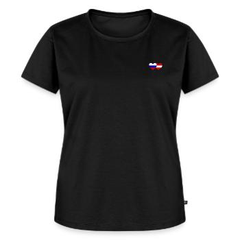 Russie Autriche Flag Coeur - T-shirt Premium bio Femme - noir - Devant - Selfina (174cm)