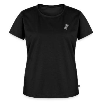 Wolf geometrisch - Frauen Premium Bio T-Shirt - Schwarz - Vorne - Selfina (174cm)