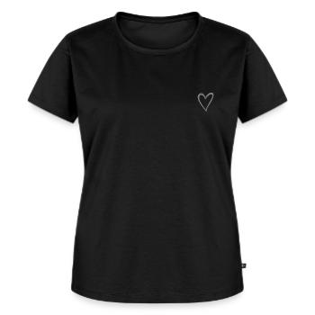 Herz - Frauen Premium Bio T-Shirt - Schwarz - Vorne - Selfina (174cm)