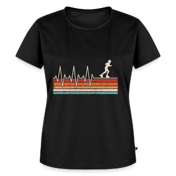 Inlineskater Herzschlag - Frauen Premium Bio T-Shirt - Schwarz - Vorne - Selfina (174cm)