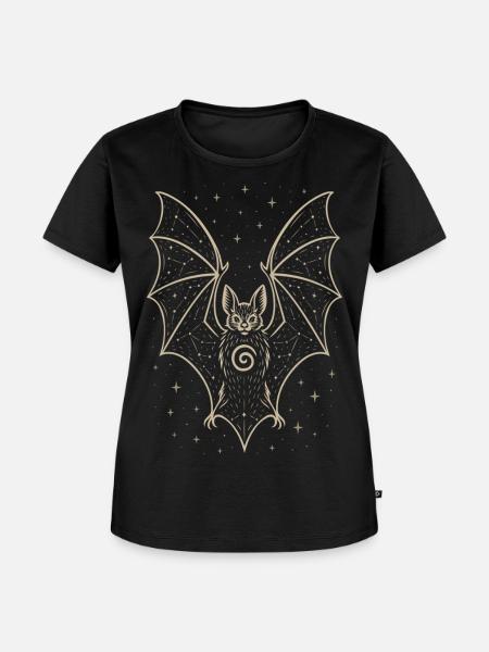 Fledermaus mit Sternenhimmel - Samhain Halloween - Frauen Premium Bio T-Shirt - Schwarz