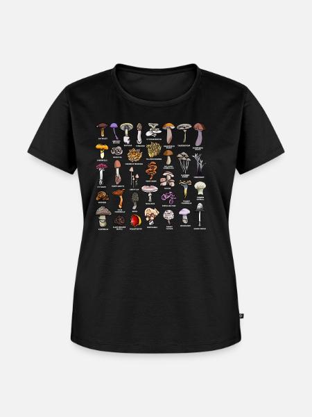 Pilze mit Bezeichnung Pilzsammlung - Frauen Premium Bio T-Shirt - Schwarz