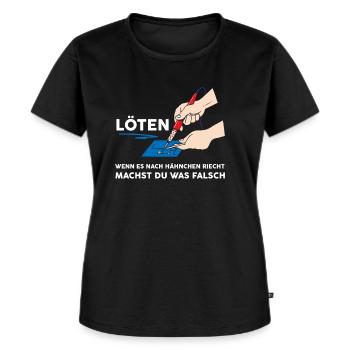 Löten Wenn Es Nach Hähnchen Riecht - Frauen Premium Bio T-Shirt - Schwarz - Vorne - Selfina (174cm)