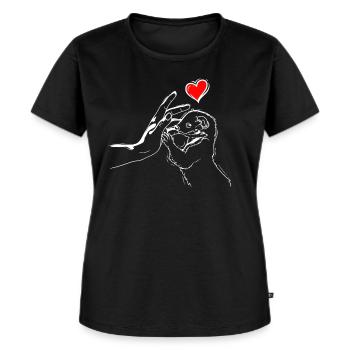 Cœur de belette avec belette se tenant la main - T-shirt Premium bio Femme - noir - Devant - Selfina (174cm)