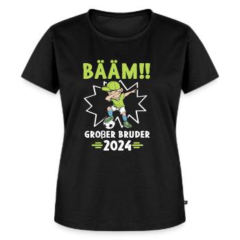 Bääm Großer Bruder 2024 Dabbing Fußball - Frauen Premium Bio T-Shirt - Schwarz - Vorne - Selfina (174cm)