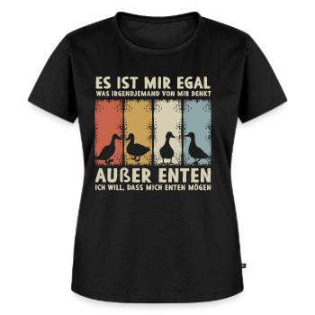 Ente Ich Will Dass Mich Enten Mögen Entenzüchter - Frauen Premium Bio T-Shirt - Schwarz - Vorne - Selfina (174cm)
