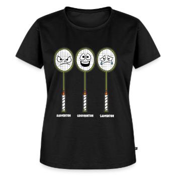 BADMINTON émotions amour haine de tristesse humour - T-shirt Premium bio Femme - noir - Devant - Selfina (174cm)