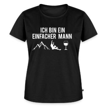 Ich Bin Ein Einfacher Mann Berge Kletterer Wein - Frauen Premium Bio T-Shirt - Schwarz - Vorne - Selfina (174cm)