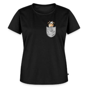 Pocket Cow Animal In Your Pocket Cow - Frauen Premium Bio T-Shirt - Schwarz - Vorne - Selfina (174cm)