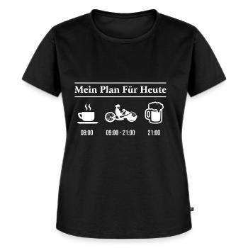 Mein Plan Für Heute Handbike Kaffee Bier Tagesplan - Frauen Premium Bio T-Shirt - Schwarz - Vorne - Selfina (174cm)