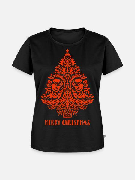 Merry christmas tree - Frauen Premium Bio T-Shirt - Schwarz
