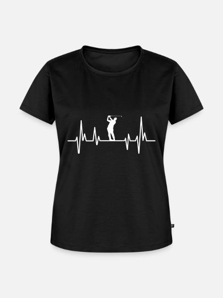 Golf Heartbeat Golfing - Frauen Premium Bio T-Shirt - Schwarz