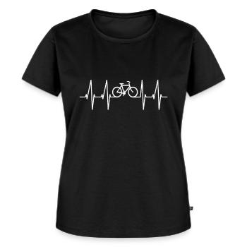 Fahrrad Herzschlag Radfahren Hobby Sport Herz Rad - Frauen Premium Bio T-Shirt - Schwarz - Vorne - Selfina (174cm)