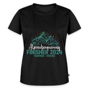 Alpenüberquerung 2024 Tegernsee Sterzing Pilgerweg - Frauen Premium Bio T-Shirt - Schwarz - Vorne - Selfina (174cm)