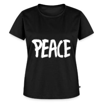 PEACE FRIEDE FRIEDEN - Frauen Premium Bio T-Shirt - Schwarz - Vorne - Selfina (174cm)