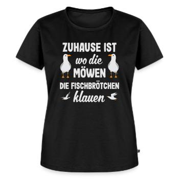 Möwe Möwen Spruch - Norddeutsch Moin Geschenk - Frauen Premium Bio T-Shirt - Schwarz - Vorne - Selfina (174cm)