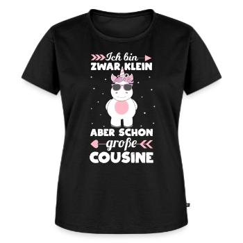 Große Cousine Einhorn - Frauen Premium Bio T-Shirt - Schwarz - Vorne - Selfina (174cm)