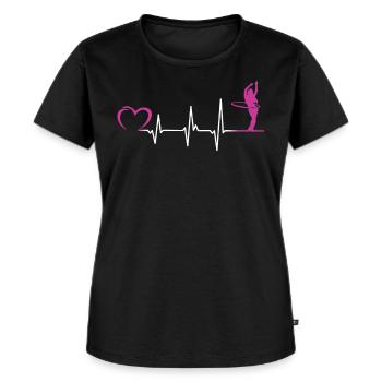 Herzschlag Hulahoop Hullern Fitness Tanz Geschenk - Frauen Premium Bio T-Shirt - Schwarz - Vorne - Selfina (174cm)